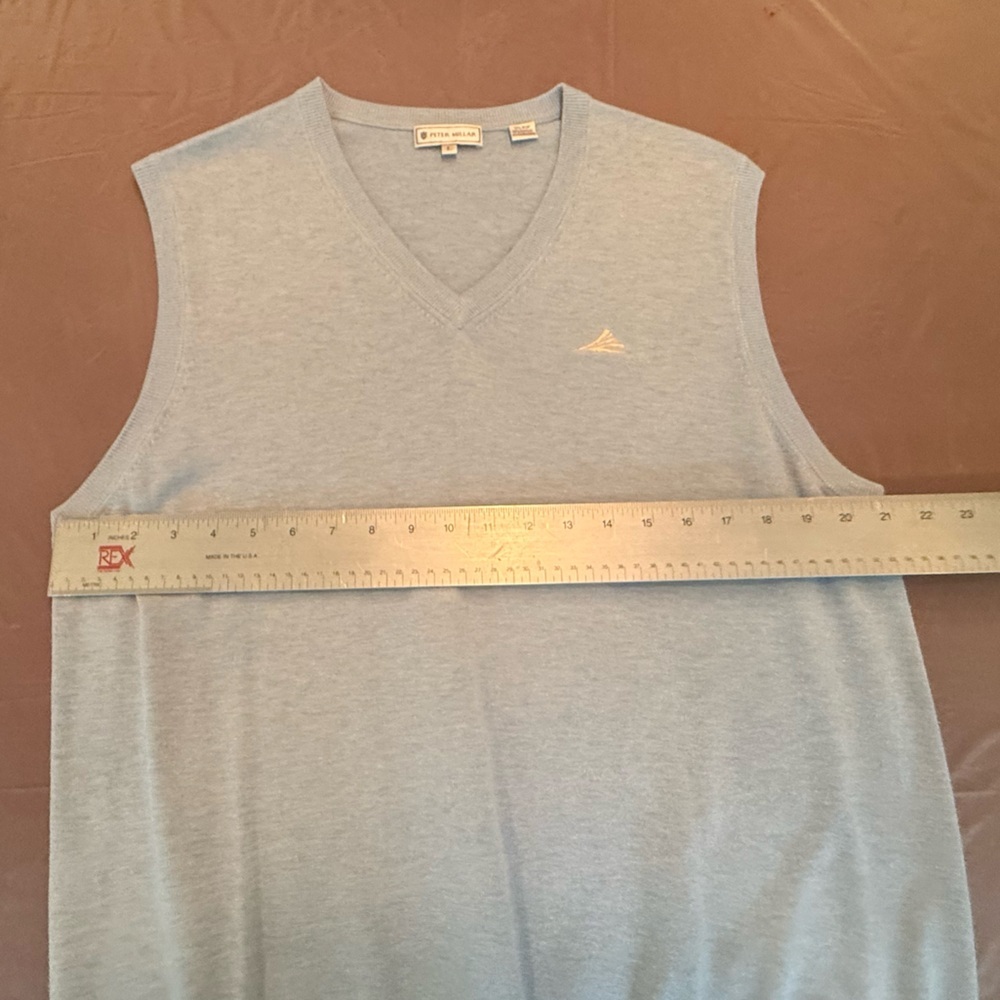 NWOT Peter Miller Silk/Cashmere Blue/Grey Golf Sweater Vest Large MSRP $225 - Picture 8 of 8